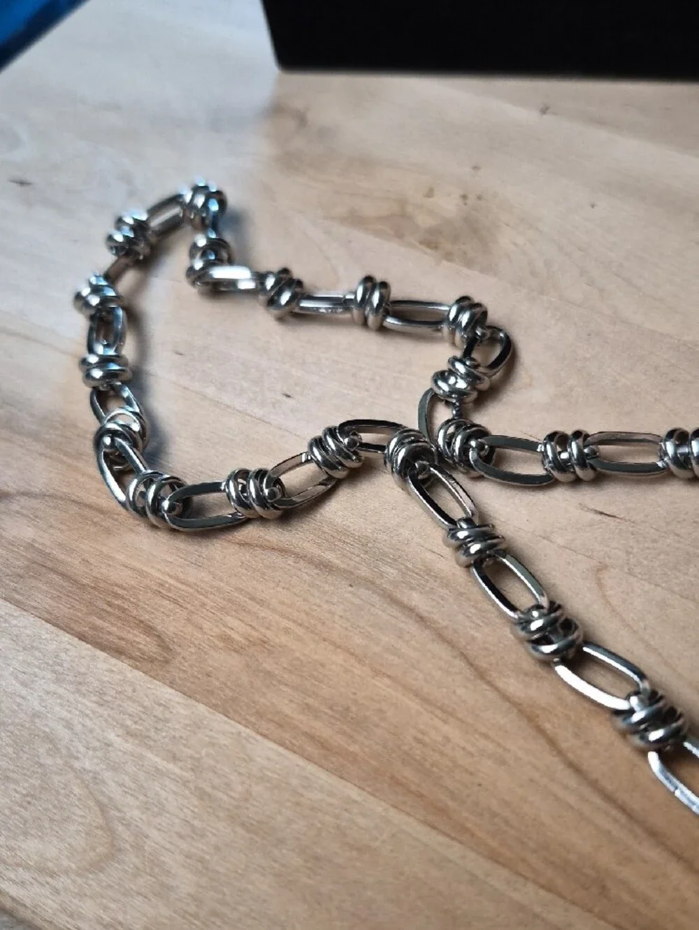 Silver Chain Necklace with Oval Sandstone Pendant - Tan